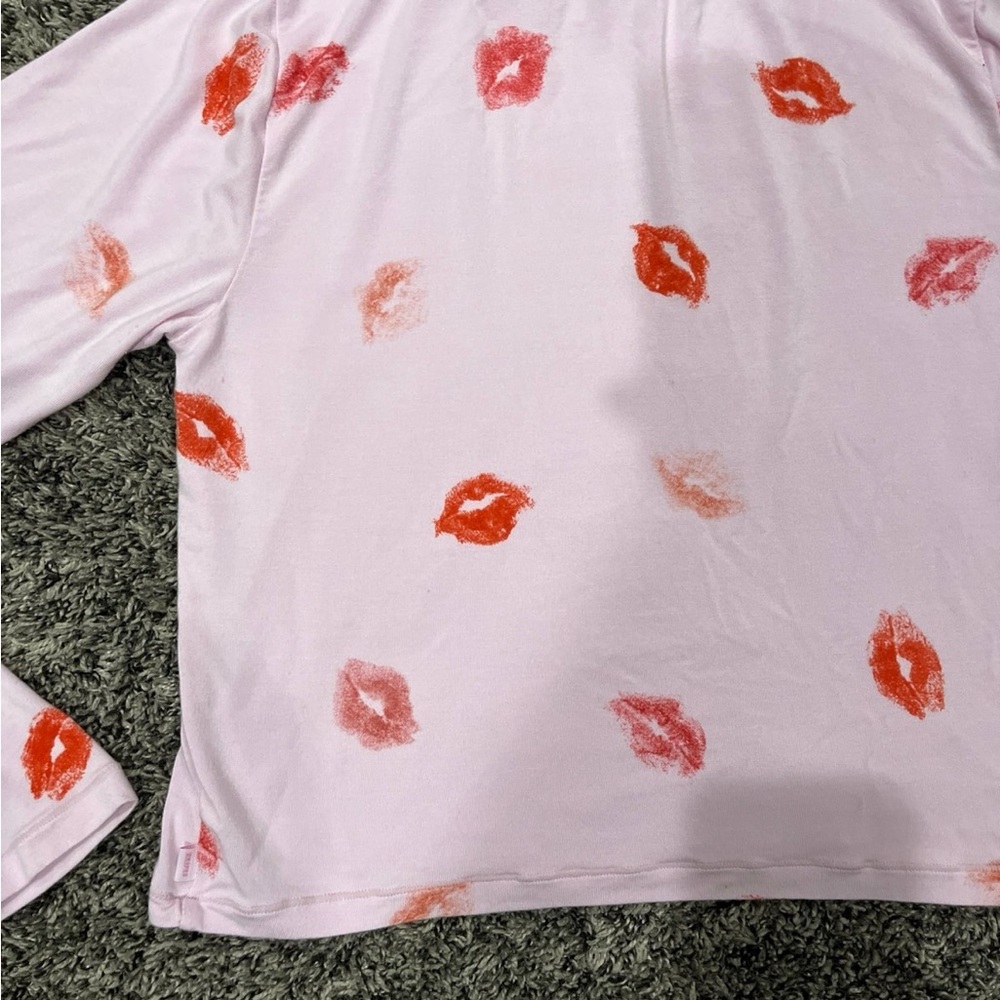SKIMS Cherry Blossom Lipstick Super Cropped Long Sleeve Top Pink Women’s LARGE - Picture 8 of 8